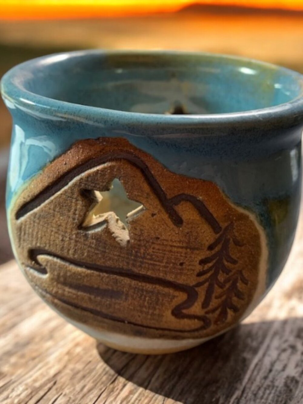 Studio Art Pottery Mountain Scene POT Votive